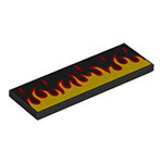 LEGO Tile 2 x 6 with Red and Yellow Flames Pattern 69729PB096