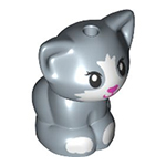 LEGO Cat, Friends, Baby Kitten, Sitting with Dark Pink Nose, White Muzzle and Paws Pattern 69902PB01