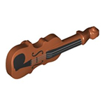 LEGO Minifigure, Utensil Musical Instrument, Violin with Silver Strings and Black Fingerboard, F-holes, and Chin Rest Pattern 69947PB01