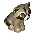 LEGO Raccoon, Friends with Dark Brown Markings, White Muzzle, and Black Nose Pattern 77110PB01