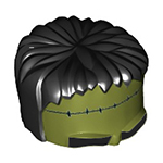 LEGO Minifigure, Headgear Head Top, Frankenstein Monster with Black Hair and Small Stitches Pattern 93556PB04