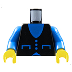 LEGO Torso Vest with Pockets and Buttons over Blue Shirt Pattern / Blue Arms / Yellow Hands 973PB0069C01