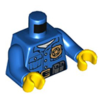 LEGO Torso Police Shirt with White Undershirt, Gold Badge and Buckle, Black Belt with Pouches on Front, Radio on Back Pattern / Blue Arms / Yellow Hands 973PB1551C01