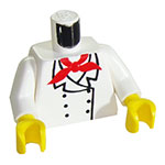 LEGO Torso Chef with 6 Buttons, Short Red Neckerchief Pattern / White Arms / Yellow Hands 973PX3C01