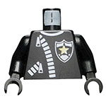 LEGO Torso Police Leather Jacket, White Zippers, Yellow Star Badge Pattern / Black Arms / Black Hands 973PX9C01