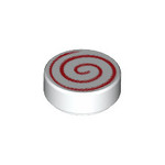 LEGO Tile, Round 1 x 1 with Spiral Red Pattern 98138PB013