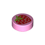 LEGO Tile, Round 1 x 1 with Strawberry Pattern 98138PB015