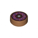 LEGO Tile, Round 1 x 1 with Doughnut with Dark Pink Frosting and Sprinkles Pattern 98138PB021