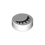 LEGO Tile, Round 1 x 1 with Black Eye Closed with Eyelashes Pattern 98138PB028