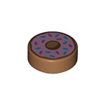 LEGO Tile, Round 1 x 1 with Doughnut, Bright Pink Frosting, Dark Azure and Dark Pink Sprinkles Pattern 98138PB182