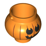 LEGO Minifig, Utensil Pot Small with Handle Holders and Pumpkin Jack O Lantern with Round Eyes Pattern 98374PB03