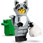 LEGO Minifigur Raccoon Costume Fan, Series 22 (Complete Set with Stand and Accessories) COL22-10