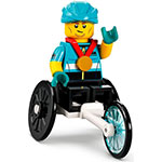 LEGO Minifigur Wheelchair Racer, Series 22 (Complete Set with Stand and Accessories) COL22-12