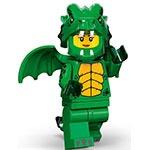 LEGO Minifigura Green Dragon Costume, Series 23 (Complete Set with Stand and Accessories) COL23-12