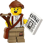 LEGO Minifigura Newspaper Kid, Series 24 (Complete Set with Stand and Accessories) COL24-12