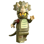 LEGO Minifigure Triceratops Costume Fan, Series 25 (Complete Set with Stand and Accessories) COL25-8